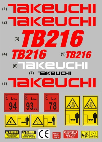 Decal sticker set takeuchi - decal,